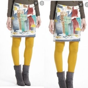 Anthropologie Hand Painted Dog Jean Denim Skirt sz 27